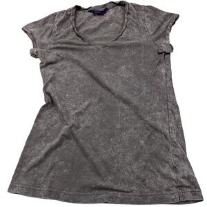 Miley Cyrus Max Azria Gray V-Neck Distressed Cotton T-Shirt Womens XL